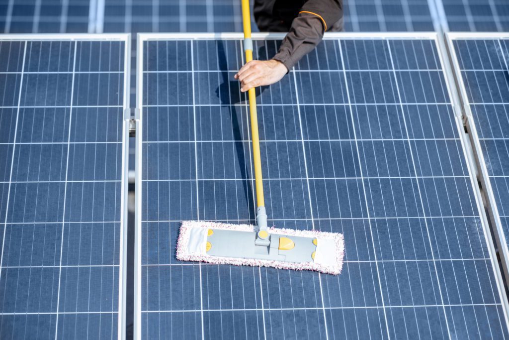 cleaning a solar panel gently