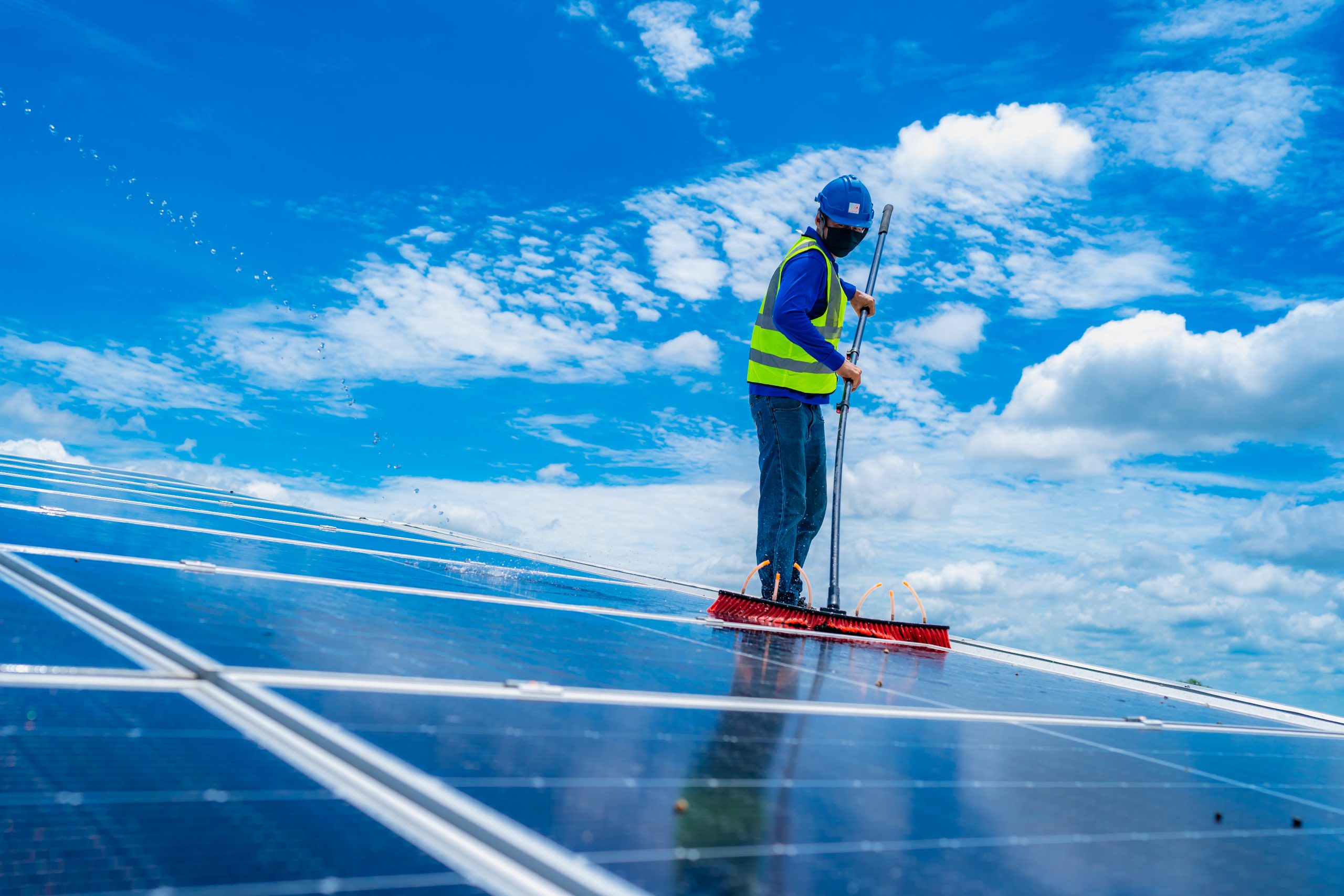 Rooftop array cleaning